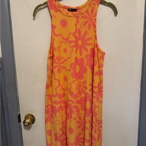 Zara Blogger Favorite Terry Cloth Floral Print Orange & Pink Dress